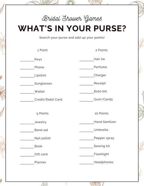 What In The Bag Memory Game Bridal Shower Free Printable