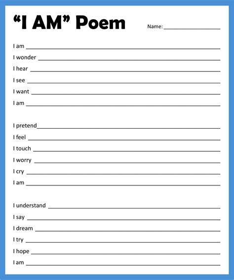 Who Am I Poem Template