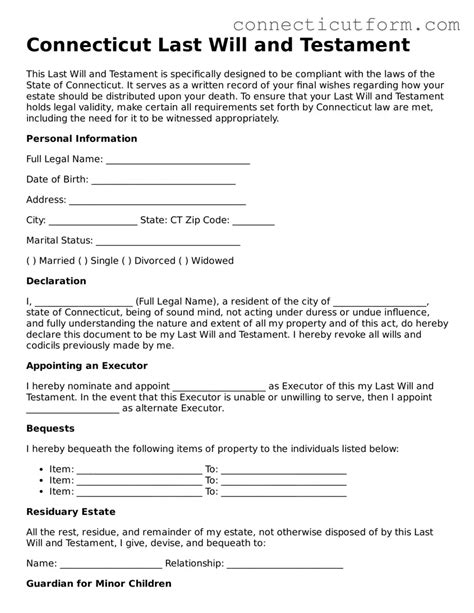 Will Template Connecticut