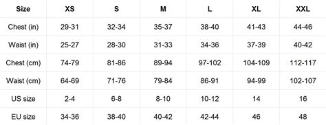 Winter Coat Size Chart