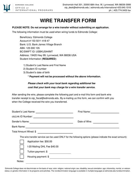 Wire Transfer Template