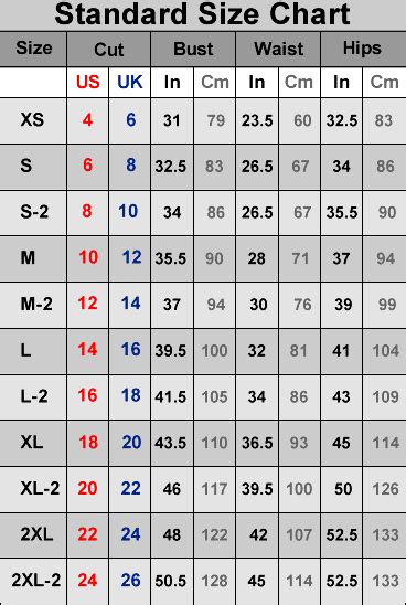 Women Size Small Chart