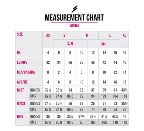 Womens And Mens Size Chart