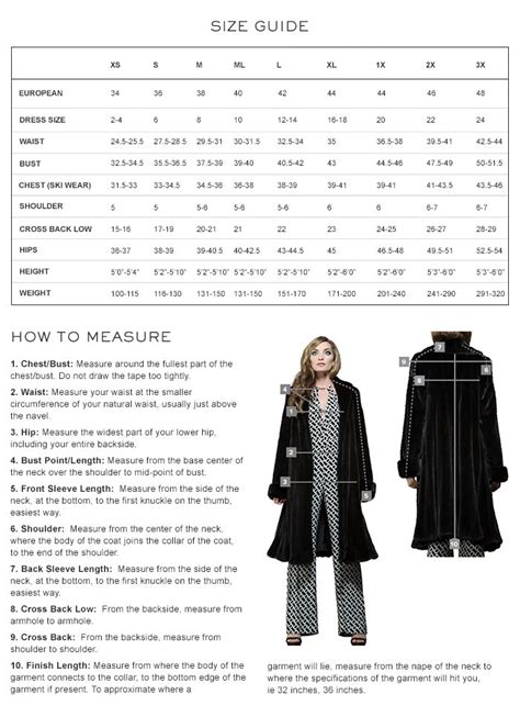 Womens Suit Size Chart