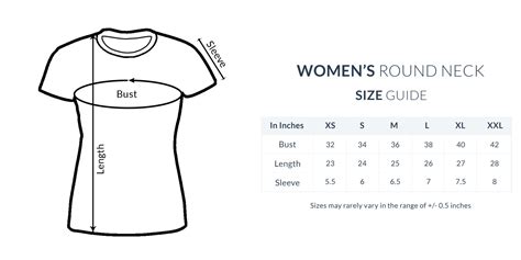 Womens T Shirt Size Chart
