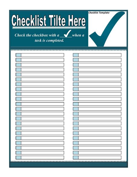 Word Checklist Template Free