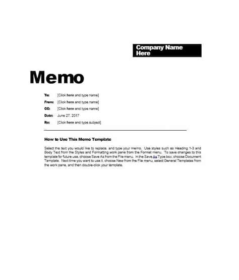 Word Document Memo Template