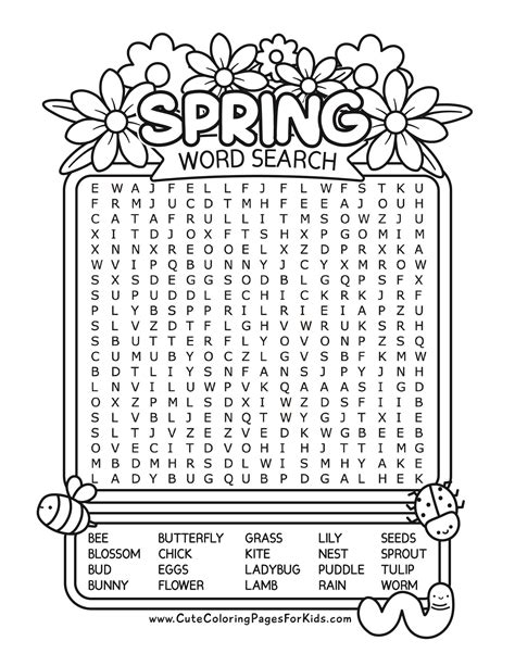 Word Search Free Printable Easy