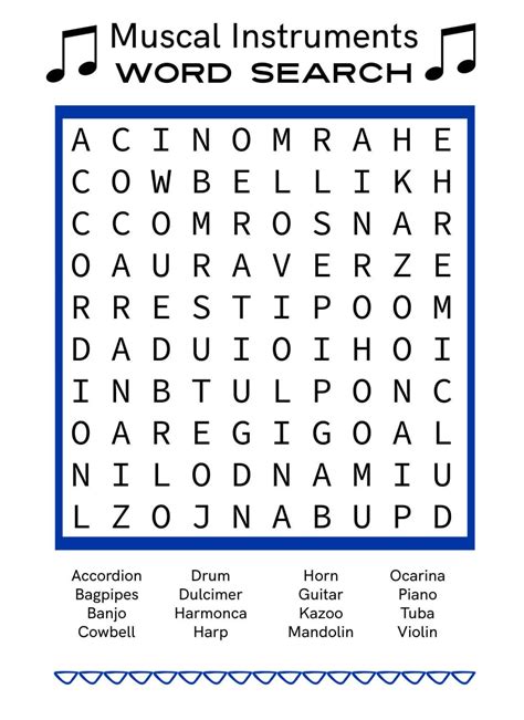 Word Search Music Printable
