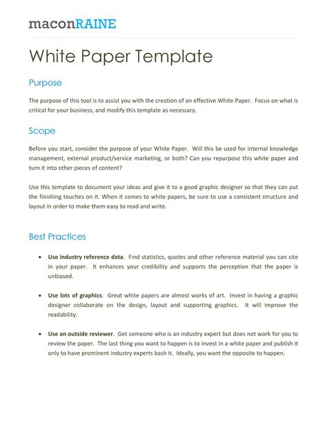 Word White Paper Template