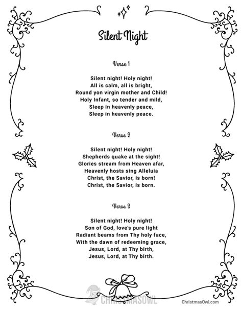 Words To Silent Night Printable