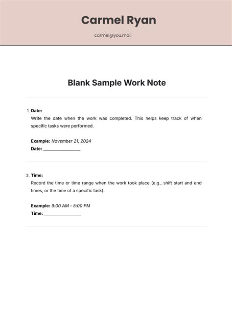 Work Note Template