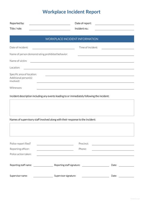 Workplace Incident Report Template