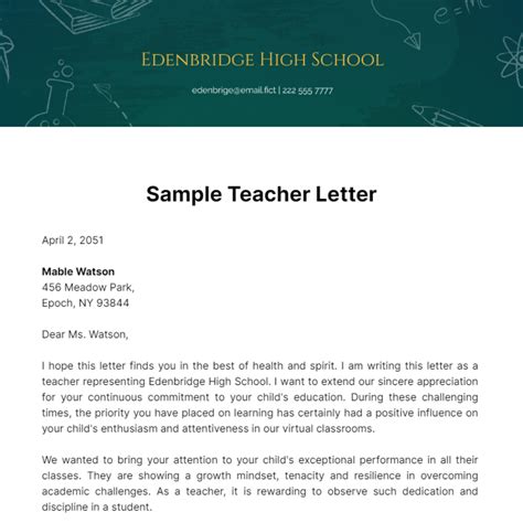 Write A Letter To Your Teacher Template