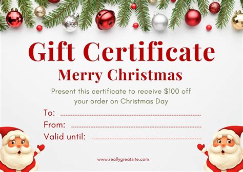 Xmas Gift Certificate Printable