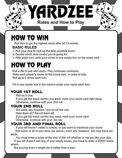 Yahtzee Printable Rules