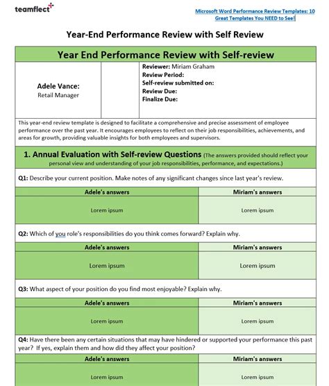 Year End Review Template