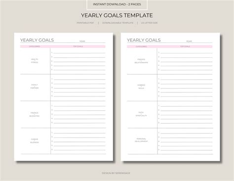 Yearly Goal Template