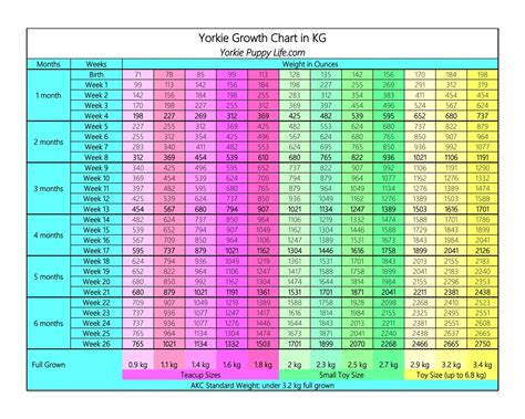 Yorkie Growth Chart Calculator