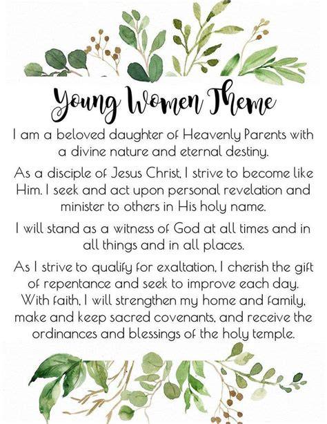Young Womens Theme Printable