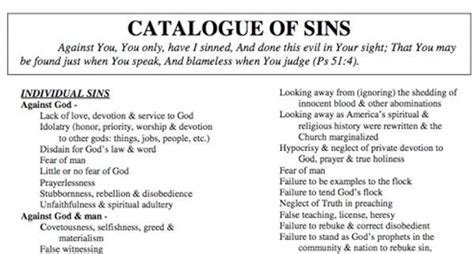 A Catalogue Of Sins