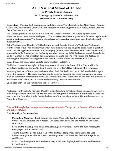 Agon Toledo Walkthrough