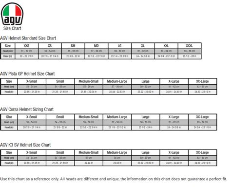 Agv Helmets Size Chart