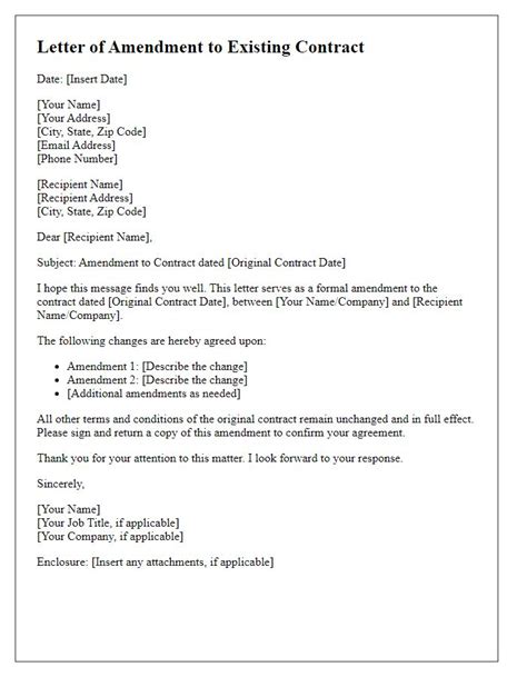 Amendment Template Letter