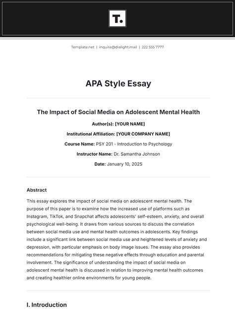 Apa Format Essay Template