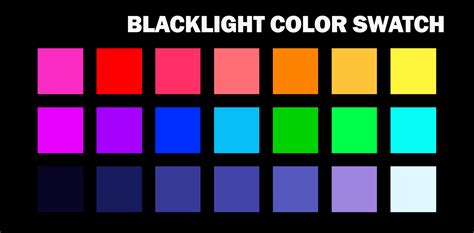Blacklight Color Chart
