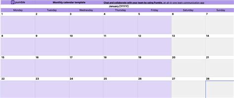 Calendar Doc Template