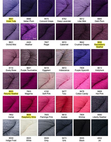 Cascade 220 Yarn Color Chart