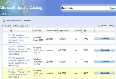 Catalog Microsoft Update Windows 7