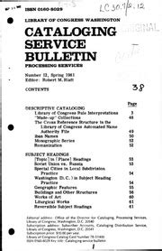 Cataloging Service Bulletin