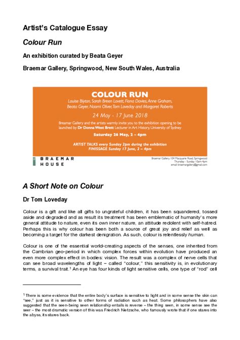 Catalogue Essay Example