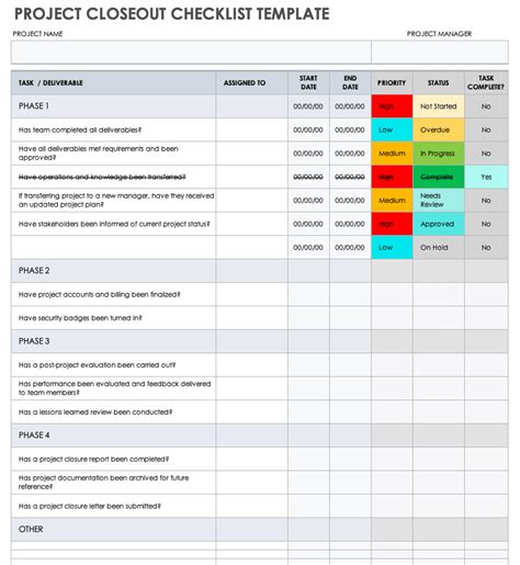 Checklist Template Excel