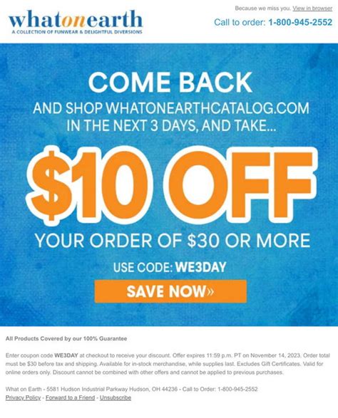 Coupon Code For What On Earth Catalog