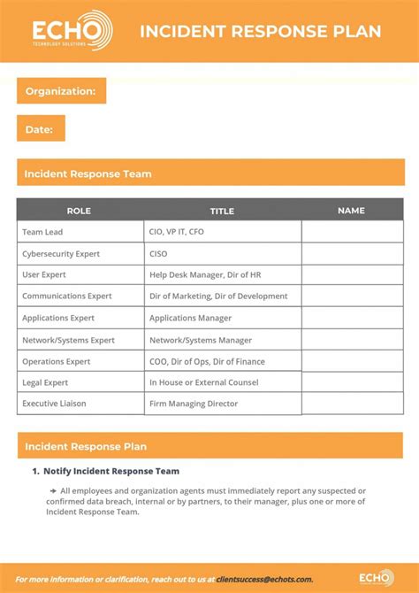 Cybersecurity Incident Response Template