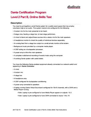 Dante Level 2 Skills Test Walkthrough