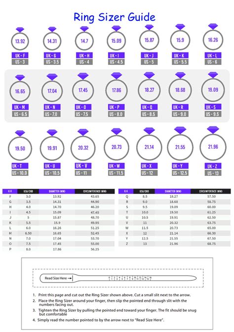 Diamond Ring Size Chart