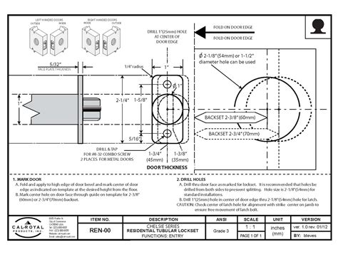Door Lock Installation Template
