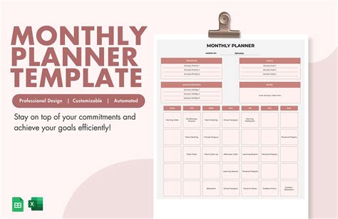 Excel Planner Template Monthly