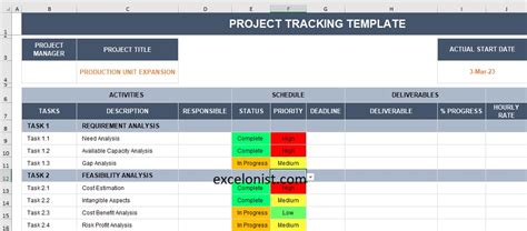 Excel Project Tracker Template