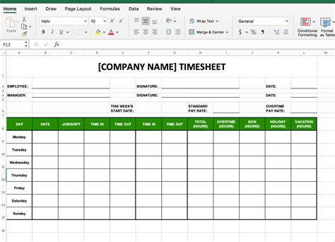 Excel Time Sheet Templates
