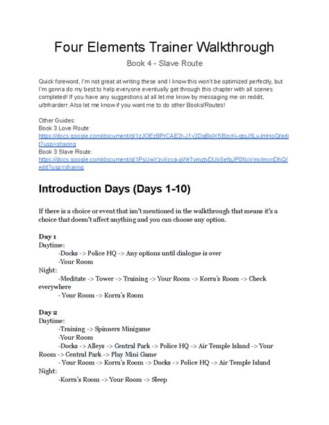 Four Elements Trainer Book 2 Slave Route Walkthrough