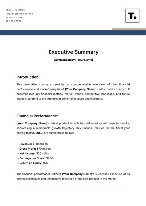 Free Executive Summary Template