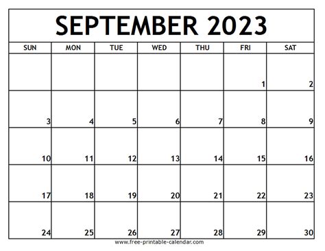 Free Printable Calendar September