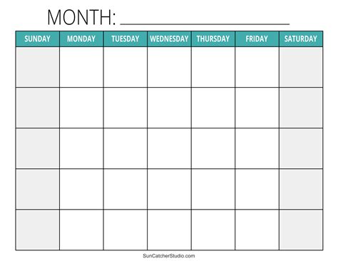 Free Printable Empty Calendar