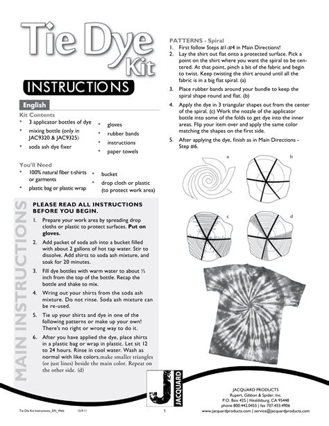 Free Printable Tie Dye Instructions
