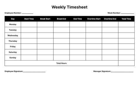 Free Printable Time Sheets Weekly